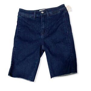 Free People- Raw Hem Dark Wash Bike Shorts- 27